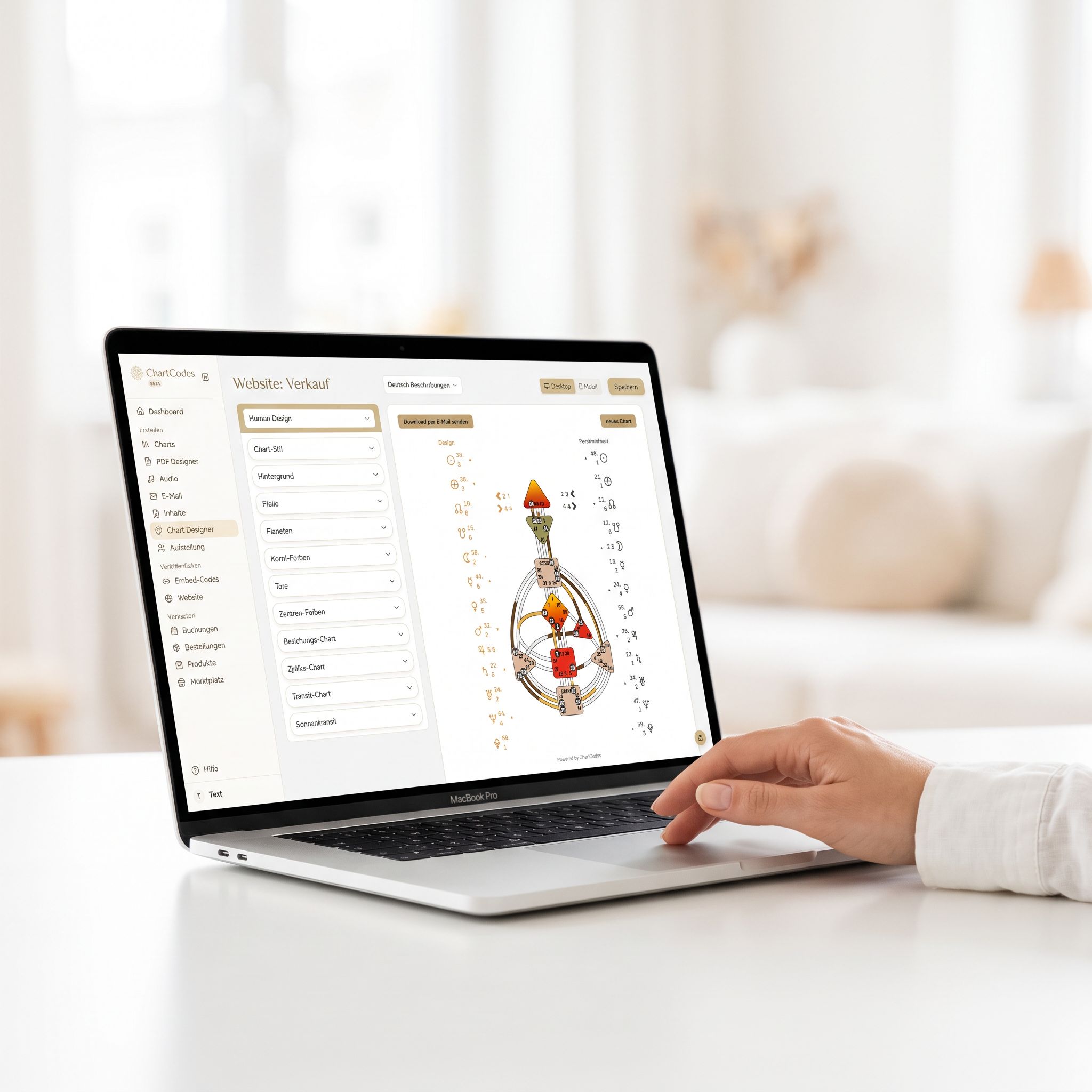 The ChartCodes chart designer with colours and preview