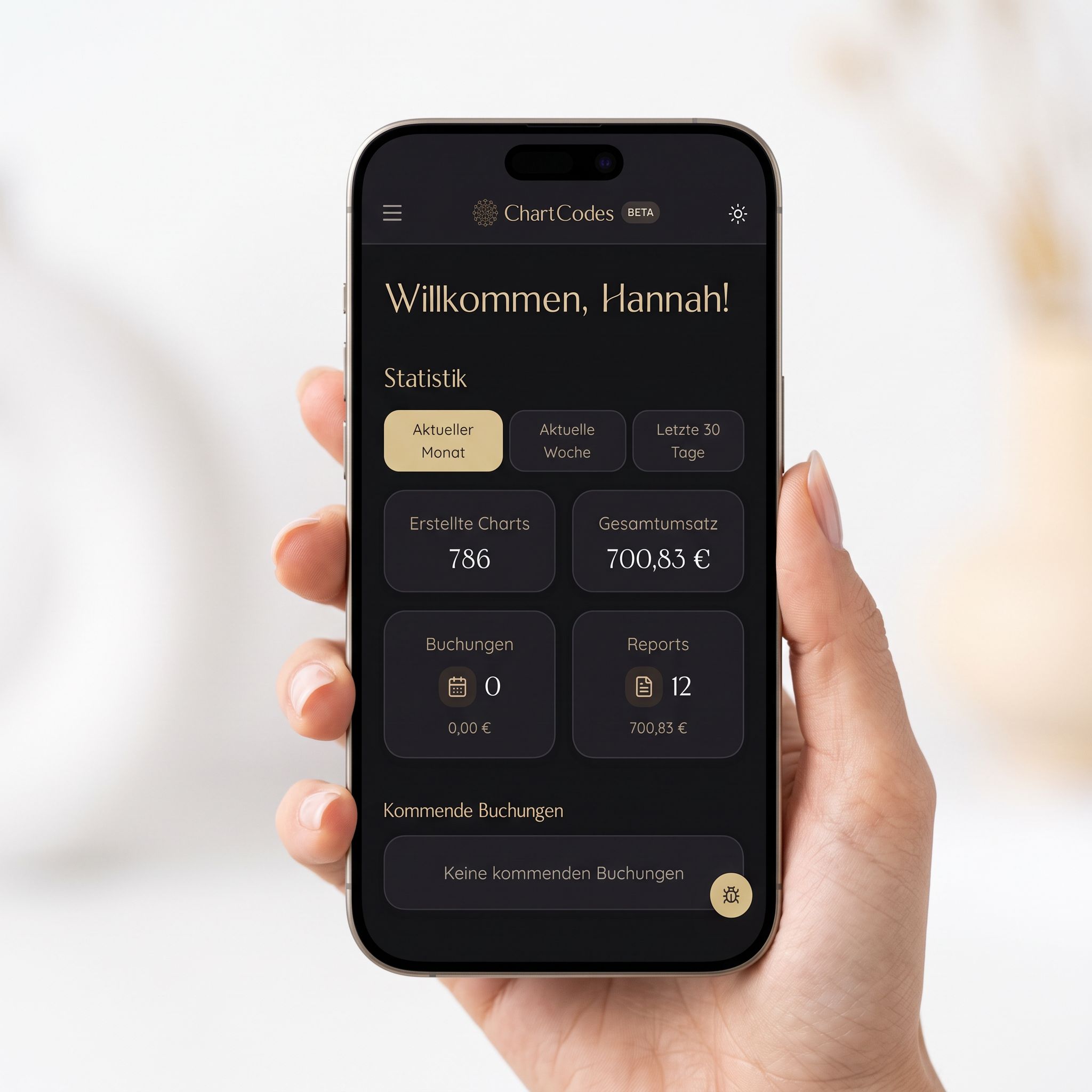 The coach app on a phone with revenue and bookings