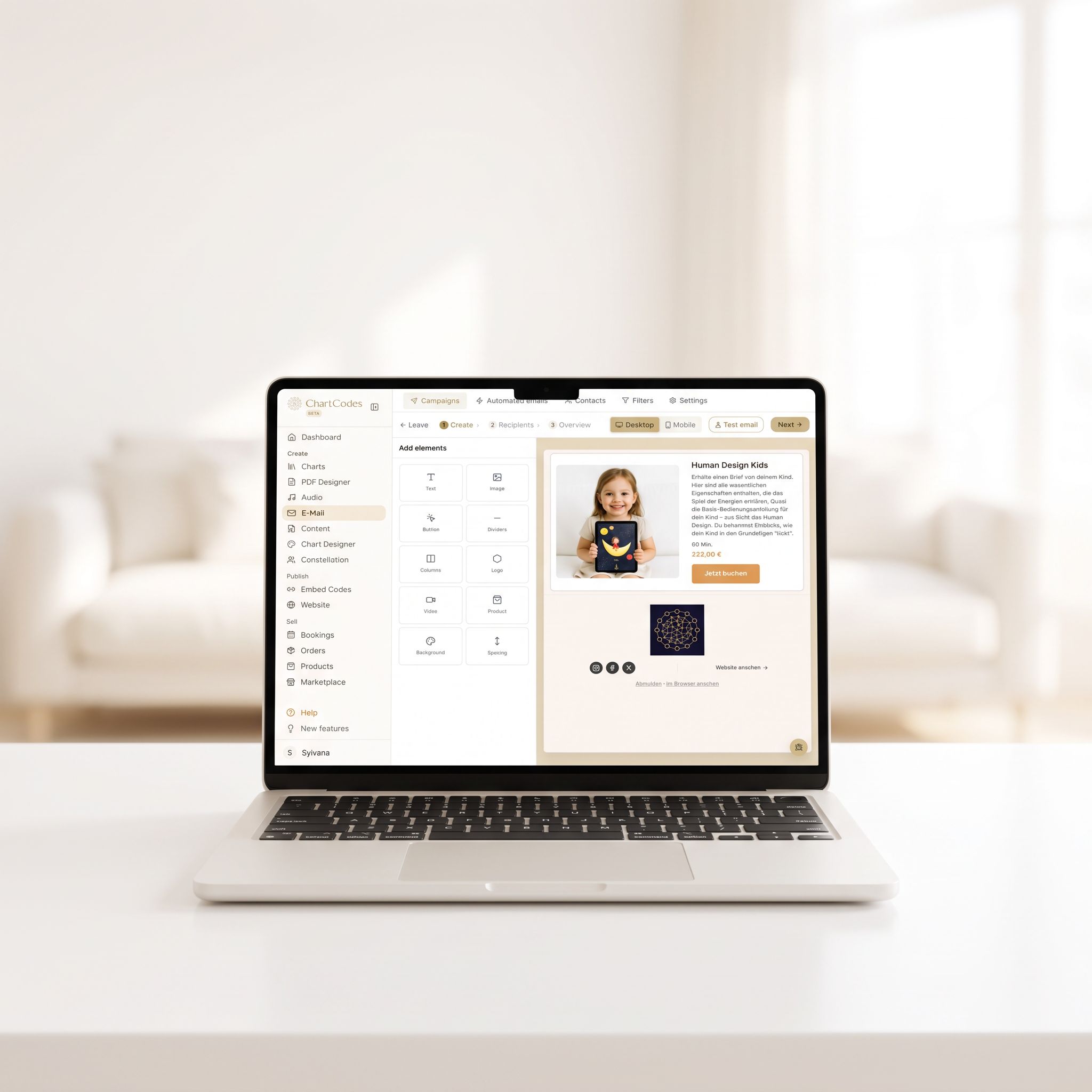 Email marketing with chart personalisation