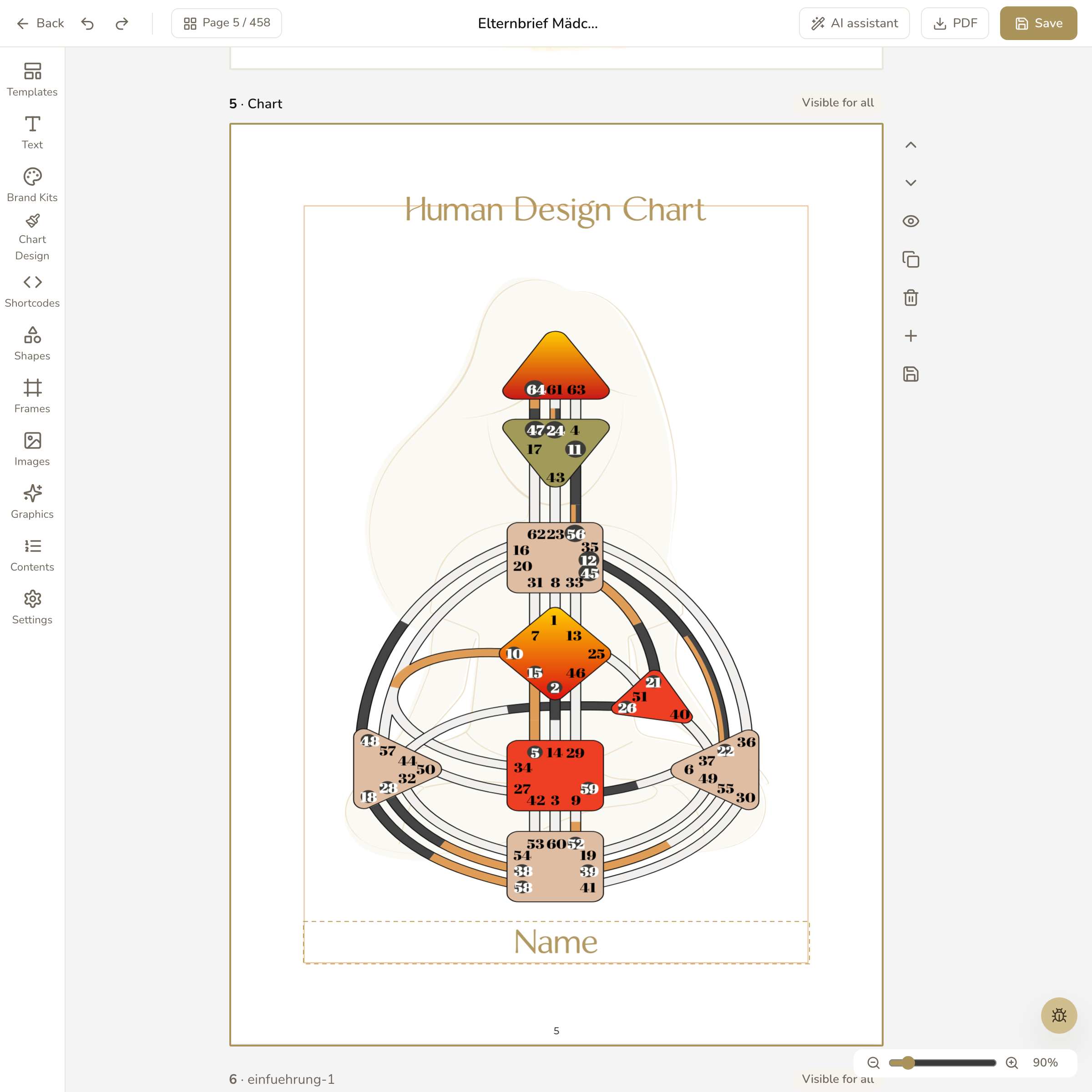 Human Design bodygraph on a page of the report
