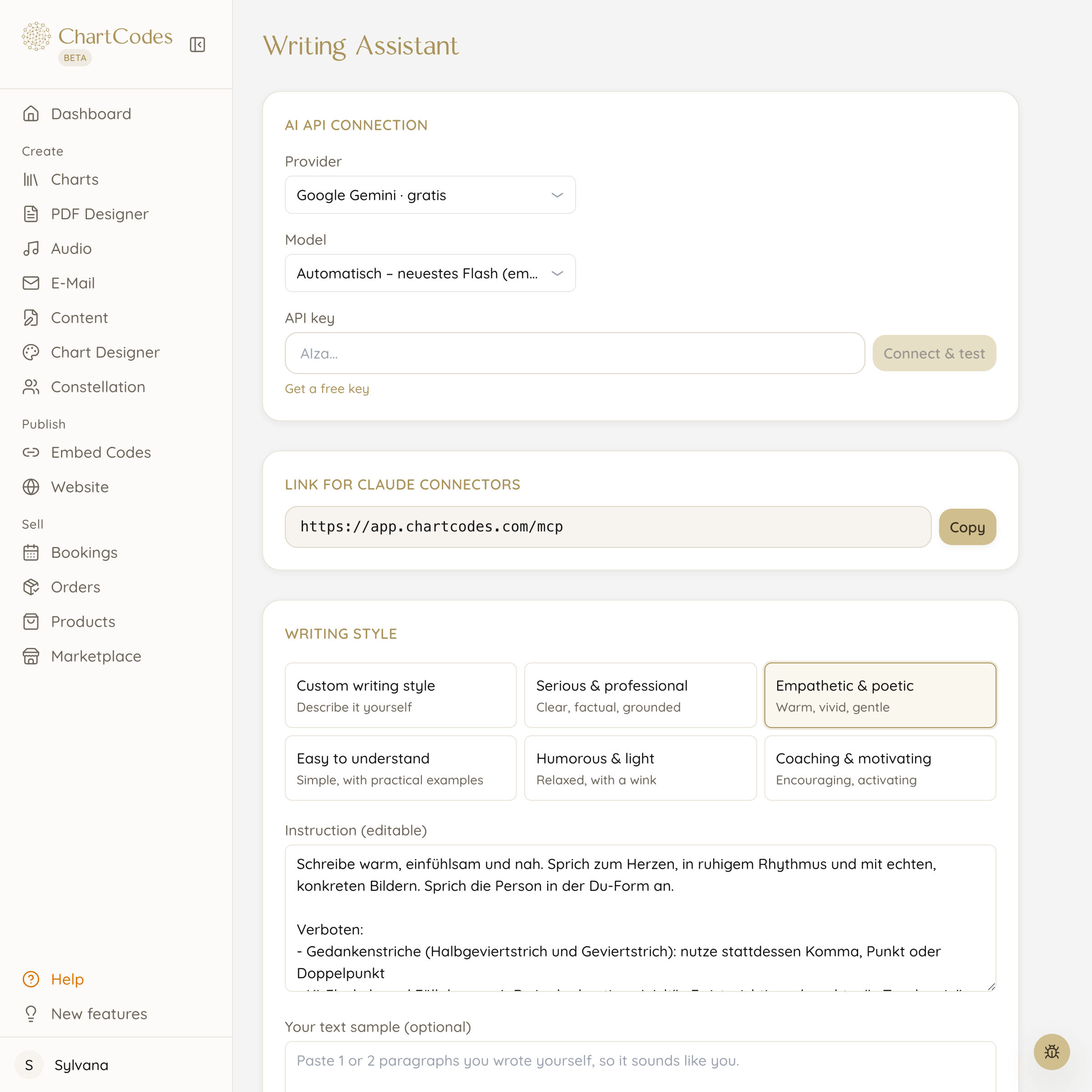 AI writing assistant for coaches with a suggestion